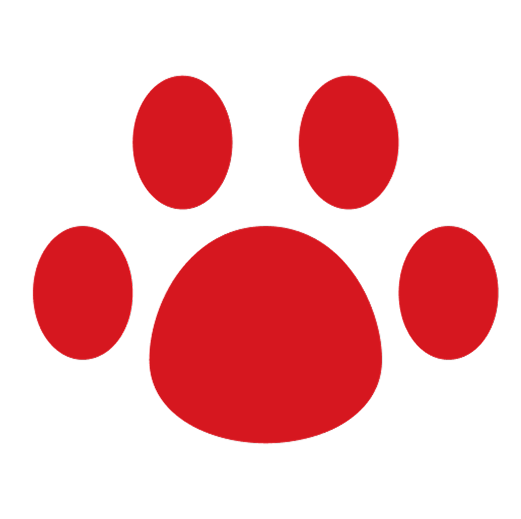 asset-10 Red paw print on black background.