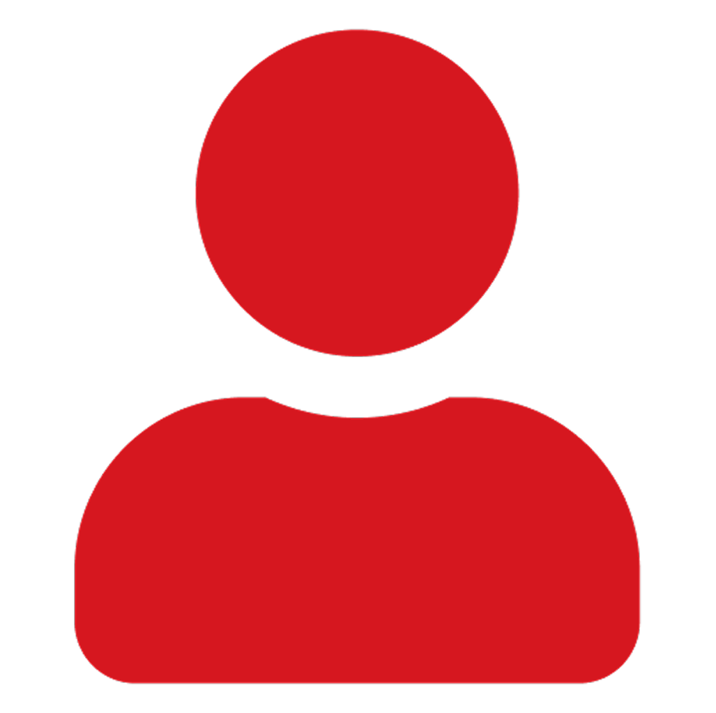 us Red user icon on black background.